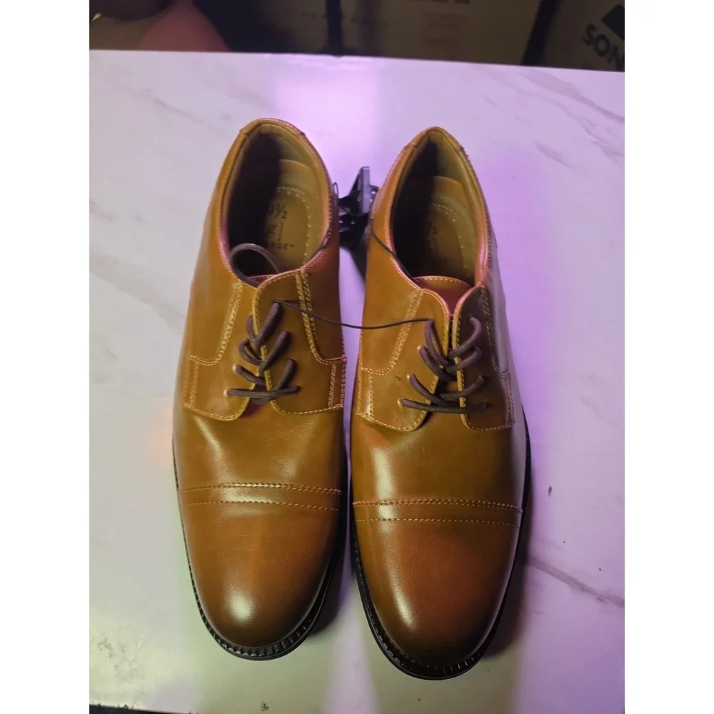 NEW George Branford Brown Oxford Dress Shoes Men‎ Size 9.5